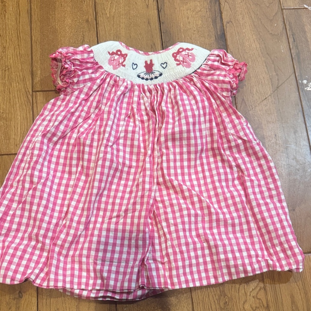 Ballet Pink Gingham 2T smocked